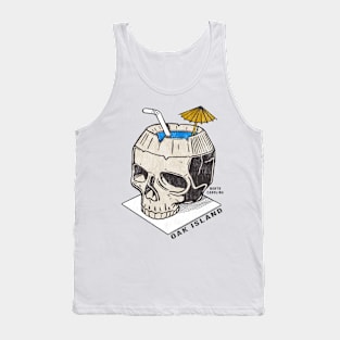 Oak Island, NC Summertime Vacationing Skull Drink Tank Top